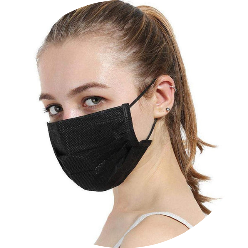 1000 piezas - Cubrebocas Tricapa Termosellado Negro con clip nasal ajustable