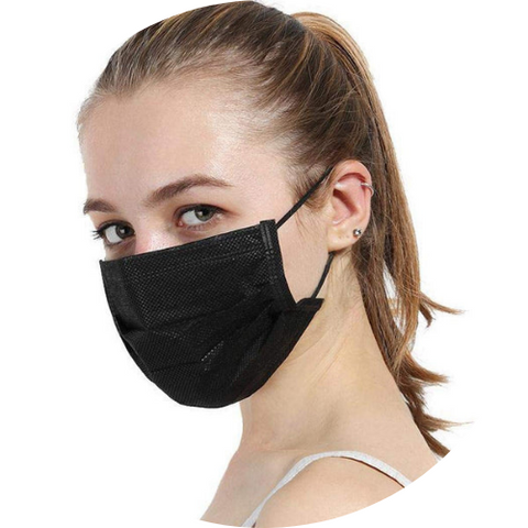 1000 piezas - Cubrebocas Tricapa Termosellado Negro con clip nasal ajustable
