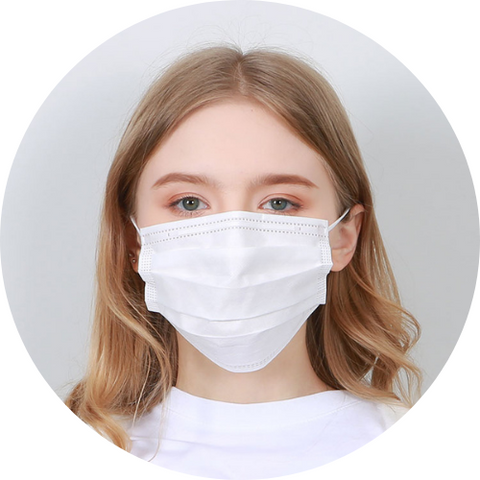 1000 piezas -  Cubrebocas Tricapa Termosellado Blanco con clip nasal ajustable